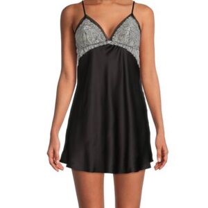 FLORA NIKROOZ l Angelique Charmeuse Lace Black Chemise